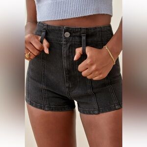 NWT REFORMATION Eva Seamed High Rise Cheeky Jean Shorts Havana Women's Sz 27 $98